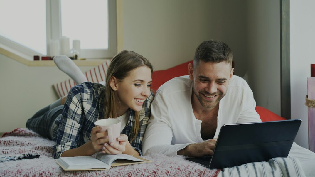 couple discussing budget at home