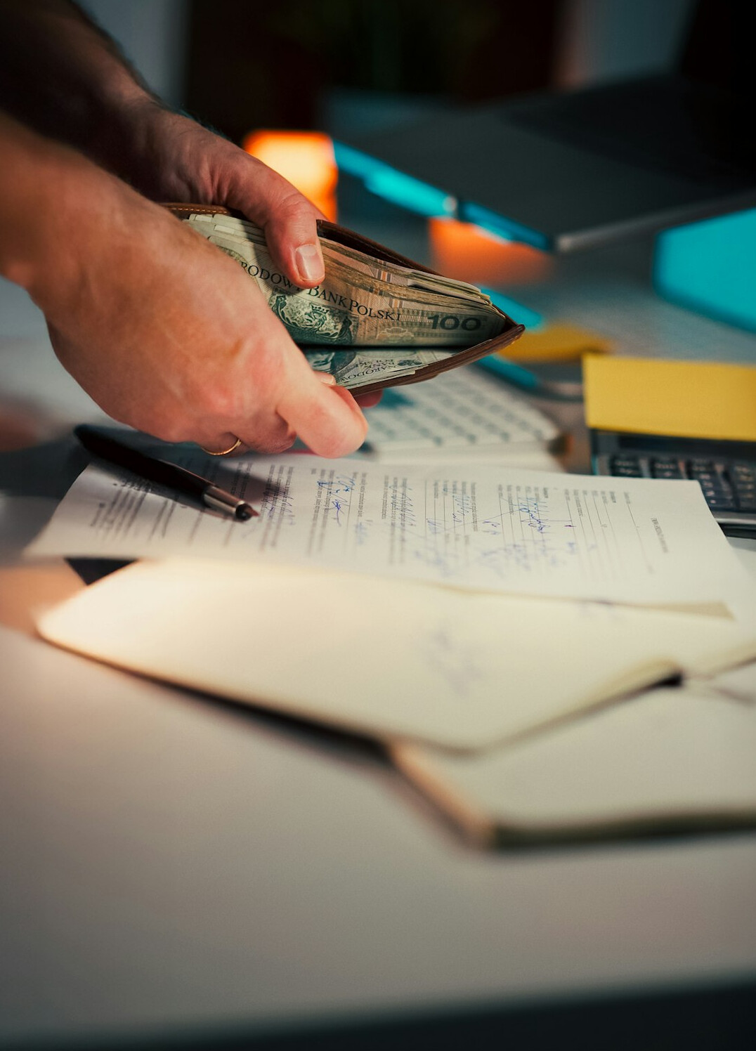 person reviewing bills
