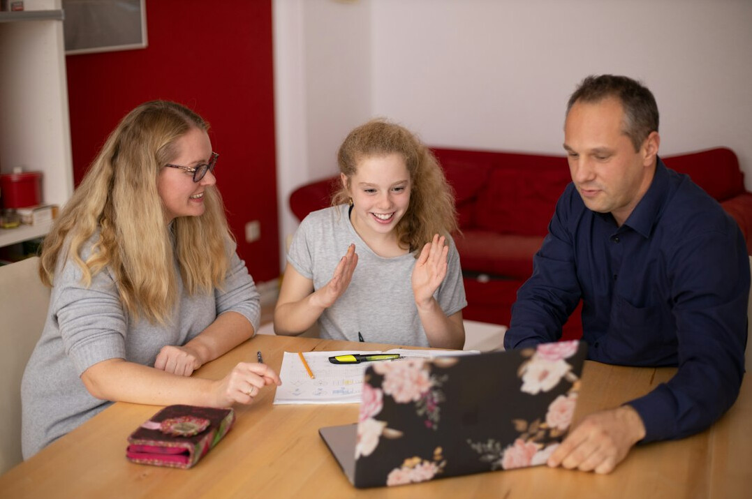 family discussing finances